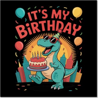 T-rex Birthday Party Japan Monster Dinosaur It's My Birthday Posters and Art